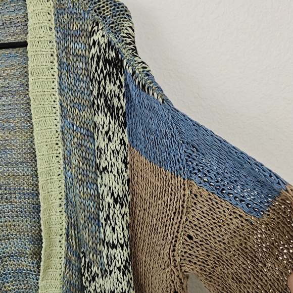 Italy ETRO MILANO Cotton Color Block Cardigan Long Open Knit Sweater Medium 42 - Picture 10 of 16